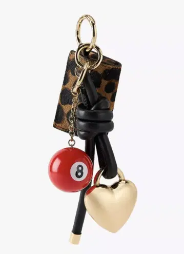 ZARA 멀티 참 포함 코인 케이스 키링 레오파드 무늬