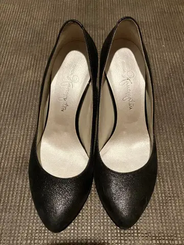 블랙 합성 피혁 스틸레토 하이힐