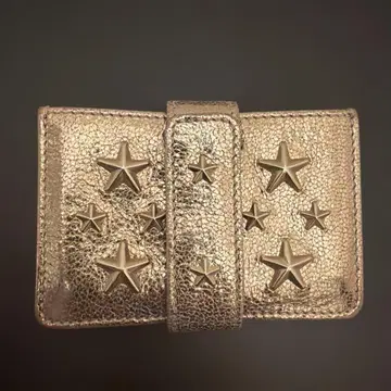 JIMMY CHOO 스타 스터드 티기 카드 케이스 골드 가죽