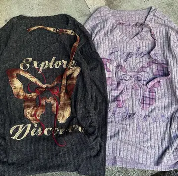 [SPINNS] 버터플라이 벨트 리브 니트