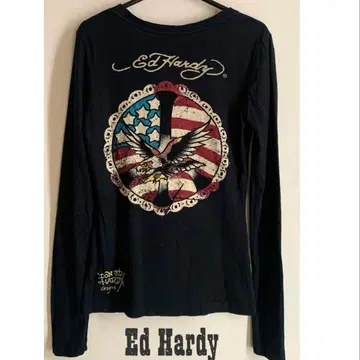 Ed Hardy 에드하디 y2k 긴팔 V넥 블랙 T셔츠 XS