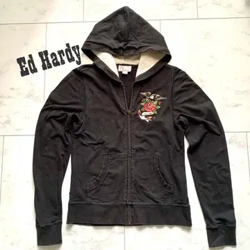 Ed Hardy 에드하디 y2k 후드 부착 블랙 후드티 S