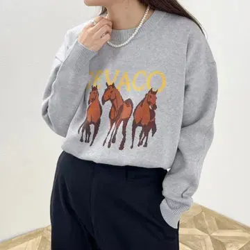 게바코 호스 자카드 니트 풀오버 스웨터 말 38