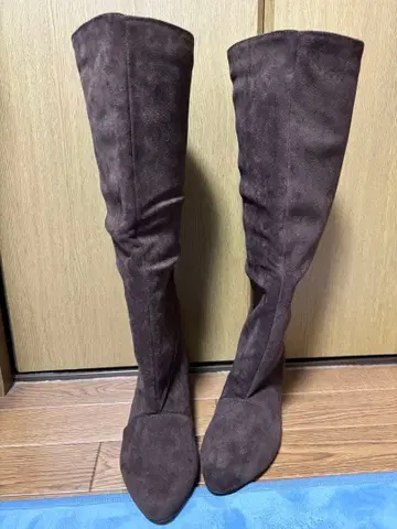 브라운 스웨이드 롱 부츠