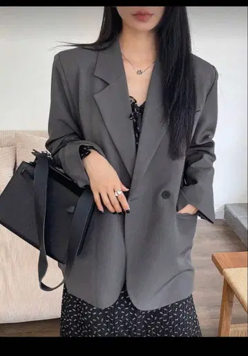 그레이 더블 브레스트 테일러드 자켓