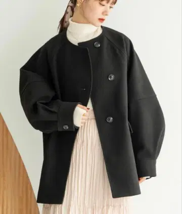 hinari 웨이브 디자인 미들 코트 FreeSize