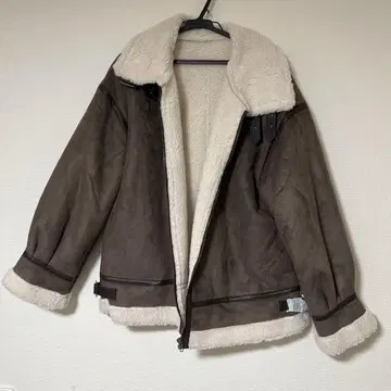 moment+ 스웨이드 x 보아 페이크 무스탕 B-3 자켓 블루종