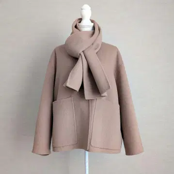 Spick and Span 비버 스톨 포함 세트 코트 노카라 코트