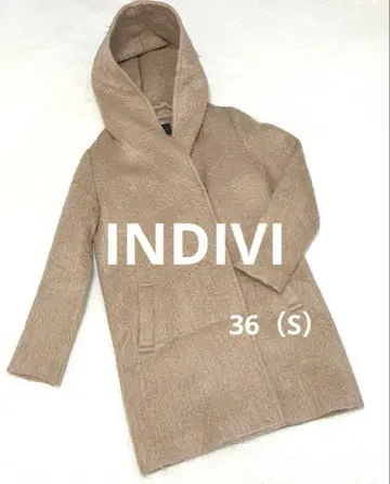 [인디비] INDIVI 후드 부착 롱 코트 베이지 36 (S)