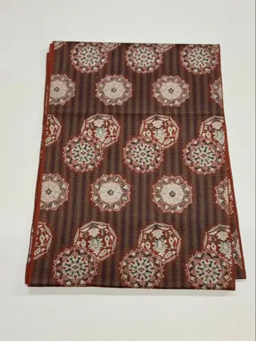 나고야 오비 기하학 패턴 꽃무늬 브라운 계열