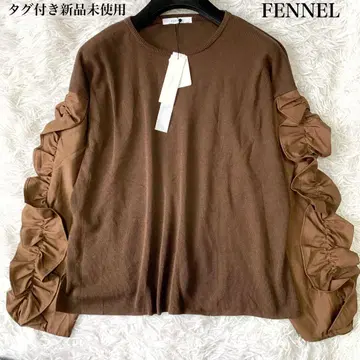 FENNEL 소매 프릴 이소재 니트탑 38 택 포함 미사용 새상품