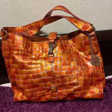 오렌지 크로커다일 핸드백