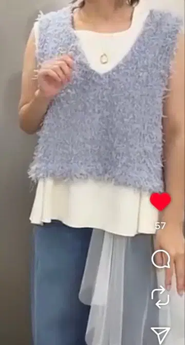 아얀 ayane 테이프얀 V넥 베스트 라벤더