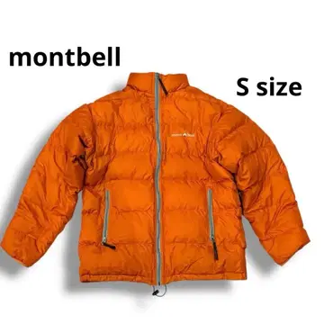 mont-bell 오렌지 다운 자켓 짧은 기장 드로 코드 포함