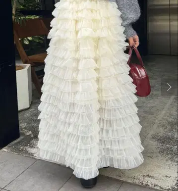 Chico 볼륨 튤 롱 스커트 아이보리 F 새상품