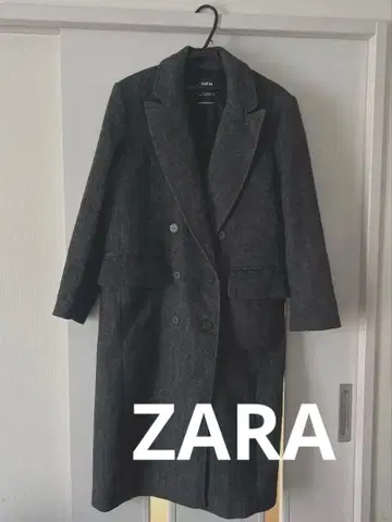 ZARA 다크 그레이 더블 브레스트 롱 코트