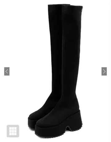 스트레치 니트 통굽 롱 부츠 [Zr1194] GRL 그레일 블랙