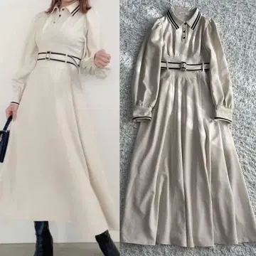 [ 새상품급 ] dazzlin 다즐린 바이컬러 라인 셔츠 원피스 S