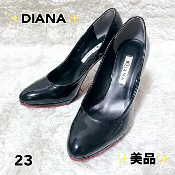 DIANA 펌프스 에나멜 레드솔 힐 23cm 블랙
