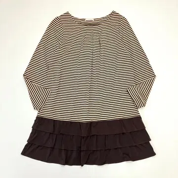 로즈 티아라 빅 사이즈 46 보더 백리본 튜닉