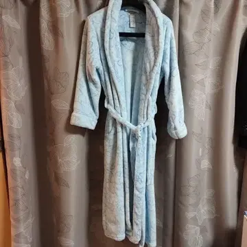 앤 루윈 스카이블루 플리스 목욕 가운 가운 고급