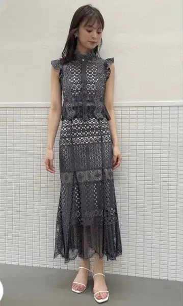 스나이델 자카드 레이스 머메이드 스커트