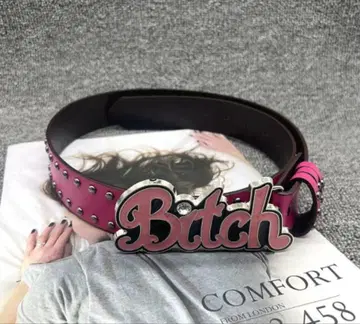 스터드 핑크 로고 벨트 Y2K