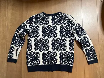 Jil Purple 다마스크 무늬 집업 가디건