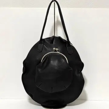 새상품급 michiamo 원형 토트백 가마구치 키프 가죽