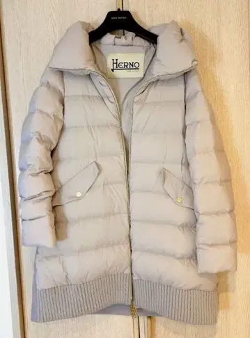 새상품급 HERNO 등 울 절개 다운 코트 44 그레이지