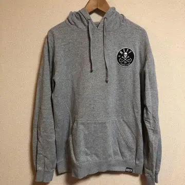 레어 NEFF 그레이 후드티 스컬 디자인 남성용 L 상당 사이즈