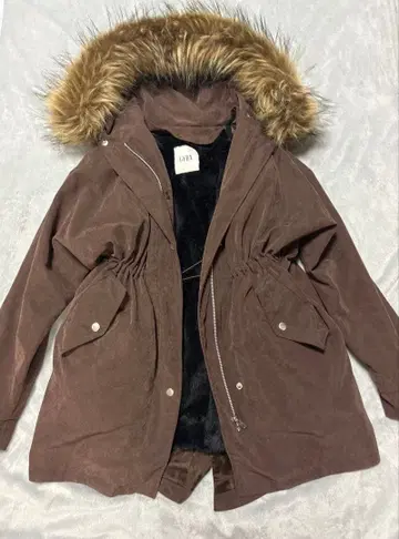 GYDA 라이너 에코 퍼 밀리터리 코트 브라운 F