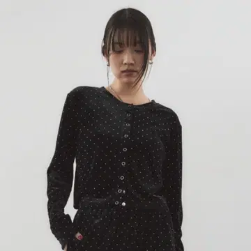 HANNE 샤이니 도트 벨로아 가디건