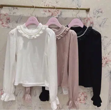 evelyn 니트 리브 펄 상의 핑크