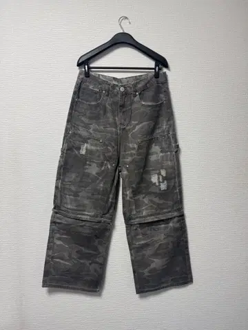 2way 카모 패턴 데미지 가공 카고 팬츠