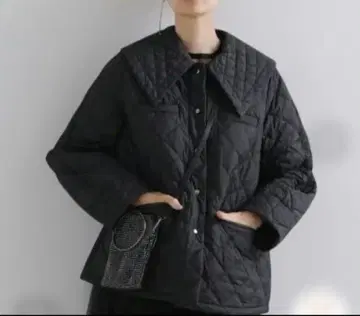 [ 쿠미쿄쿠 ] 퀼팅 자켓 카라 부착 노카라 2way