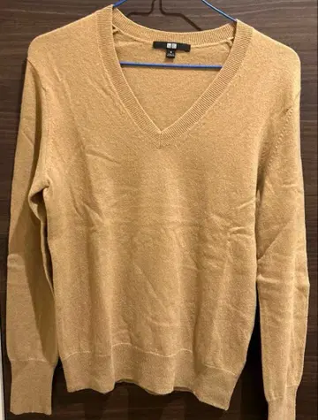 UNIQLO 캐시미어 V넥 스웨터 M 카멜