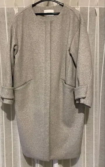 심플 큐트 베이 크루즈 그레이 울 혼방 롱 코트