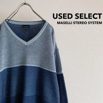 구제 의류 'maselli' V넥 디자인 니트