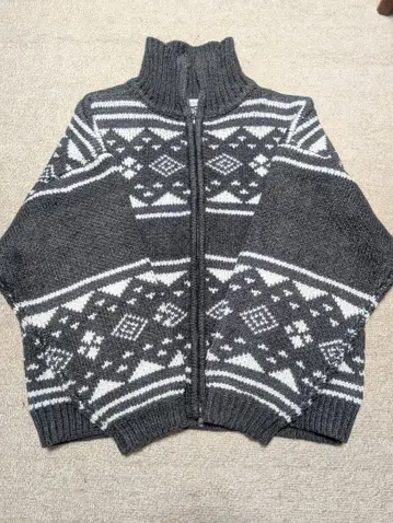 [ ONCILY ] 노르딕 카우친 지퍼 니트 차콜 S