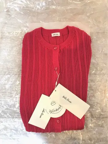 Mira owen 빨간색 리브 편직 긴팔 스웨터