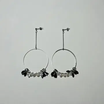 [ 새상품 미사용 ] 귀걸이 핸드메이드 담수펄 실버 후프 액세서리
