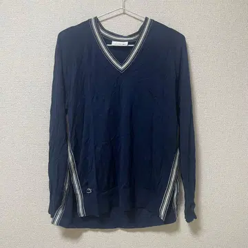 라코스테 LACOSTE 네이비 V넥 스웨터 38 여성용