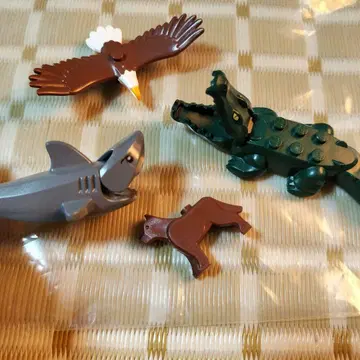 LEGO 동물 피규어 세트 독수리 상어 개 악어