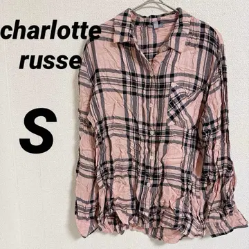 charlotte russe [ S ] 핑크 블랙 체크 긴팔 셔츠 캐주얼
