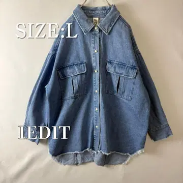 펄 버튼 데님 셔츠 IEDIT 새상품급 L 컷오프 완판템 겉옷