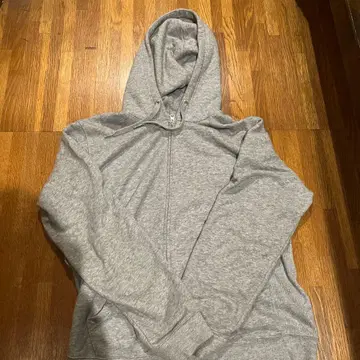 그레이 더블 지퍼 후드티 후드 부착