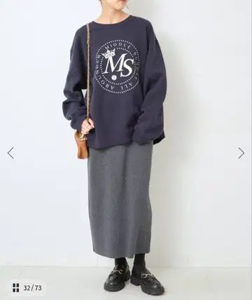 스픽앤스팬 라메 리브 니트 타이트 스커트 그레이 38