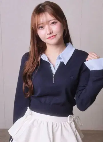 LIP SERVICE 2way 셔츠 레이어드 니트탑