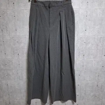 PUALCIN 턱 와이드 팬츠 스트라이프 그레이